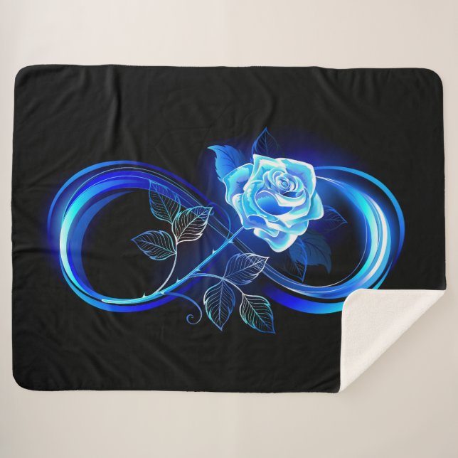 Couverture Sherpa Glowing infinity with blue rose (Devant (Horizontal))