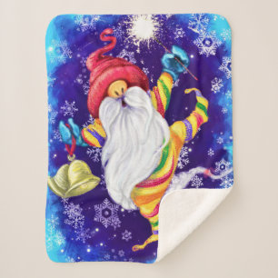 Couverture Sherpa Gnome de Noël avec cloches Baby Sherpa Blanket
