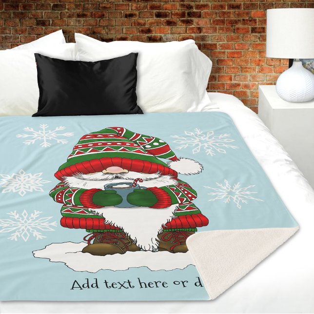 Couverture Sherpa Gnome de Noël Cosy Rouge Vert Hiver Mignon (Créateur téléchargé)
