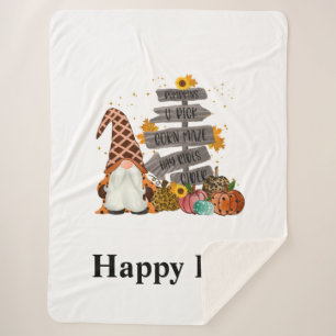 Couverture Sherpa Gnomes d'Halloween, Automne heureux, Citrouilles, 