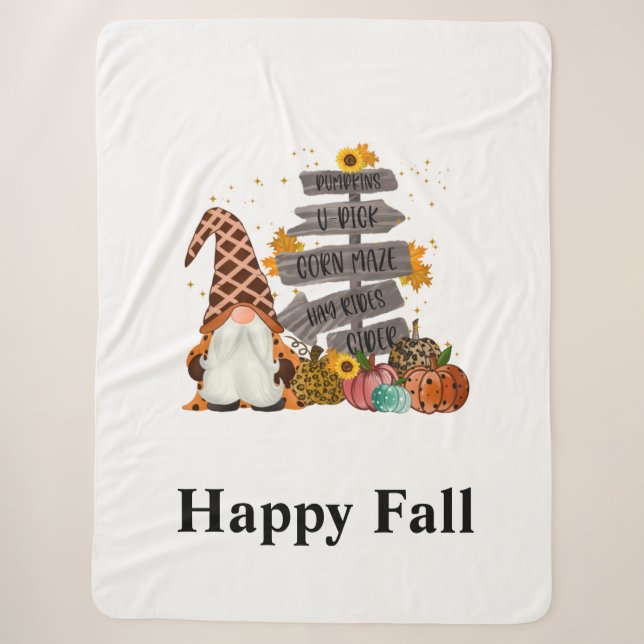 Couverture Sherpa Gnomes d'Halloween, Automne heureux, Citrouilles,  (Devant)