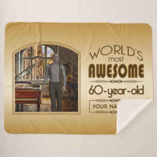 Couverture Sherpa Gold 60th Birthday World's Best Custom Photo Frame
