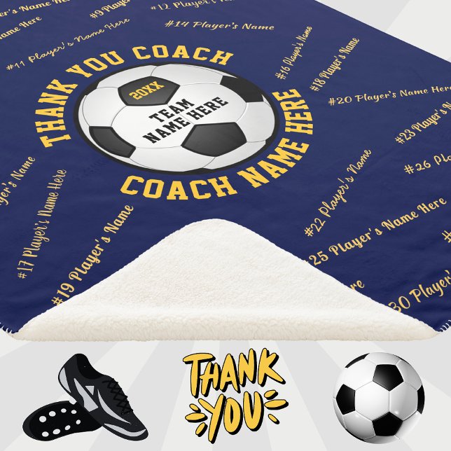 Couverture Sherpa Gold Bleu, Idées cadeaux pour les entraîneurs de f (Soccer Gifts Coach. This soccer blanket will be awesome, soccer coach gifts thank you. Soccer Coach.)