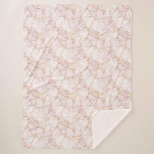 Couverture Sherpa Gold Blush Pink Rose Petals Floral   (Devant)