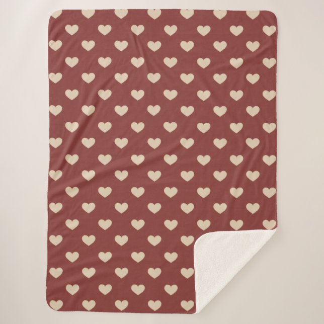 Couverture Sherpa Gold Red Cream Glitter Hearts  (Devant)