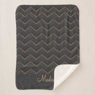 Couverture Sherpa Gold Zig Zag Chevron Motif