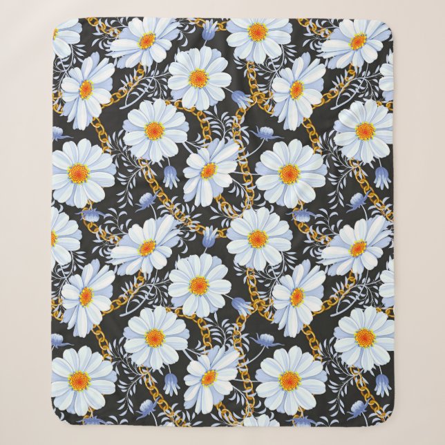 Couverture Sherpa Golden Baroque : Floral Chain Texture (Devant)