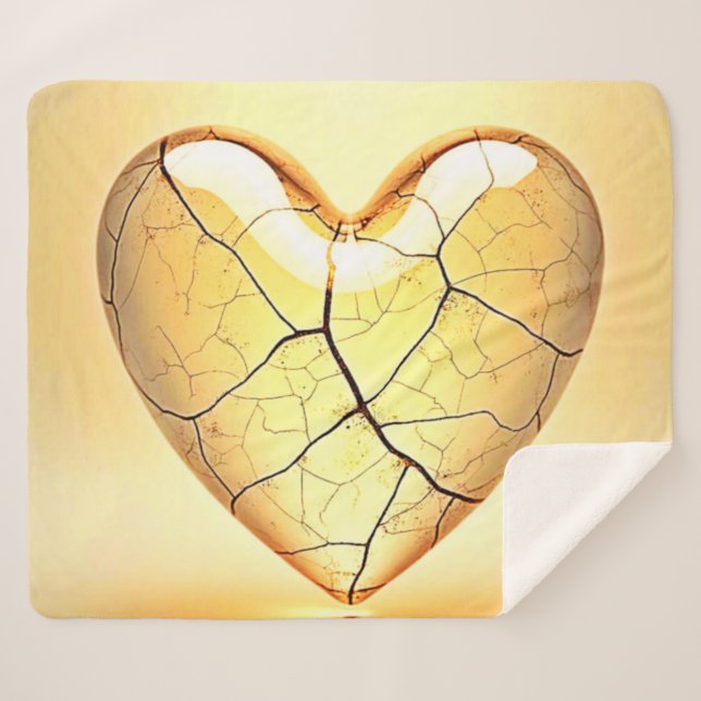 Couverture Sherpa Golden Cracked Heart Art (Devant (Horizontal))