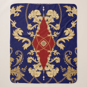 Couverture Sherpa Golden Damask motif sans soudure. Vintage indienne