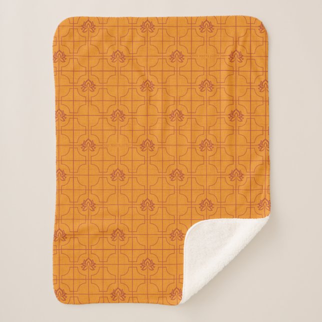 Couverture Sherpa Golden Lotus Grid Motif - Le Lotus Blanc (Devant)