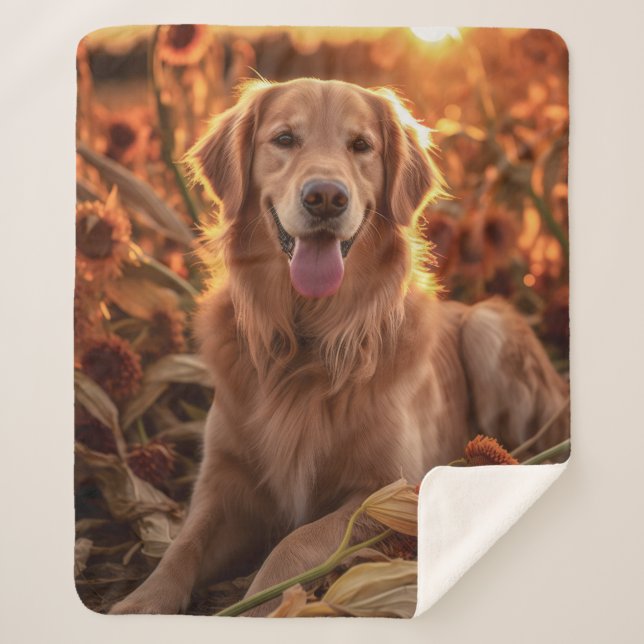 Couverture Sherpa Golden Retriever d'automne (Devant)