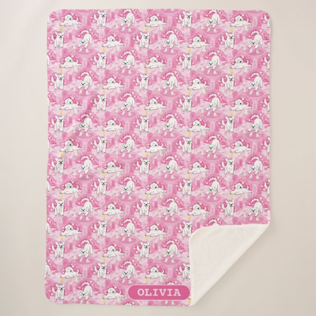 Couverture Sherpa Golden Retriever Puppy in Pink Garden (Devant)