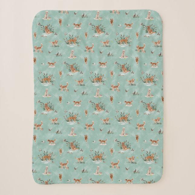 Couverture Sherpa GOLDEN RETRIEVER TOILE Aqua (Devant)