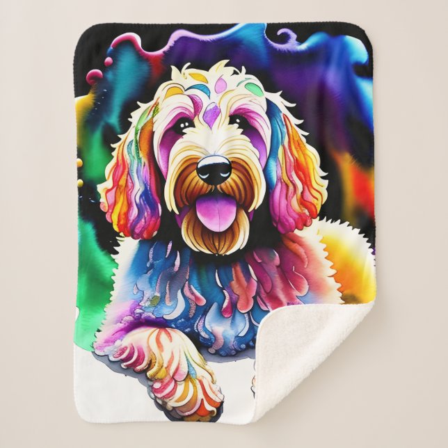 Couverture Sherpa Goldendoodle Happy Dog Collection Sherpa Blanket (Devant)