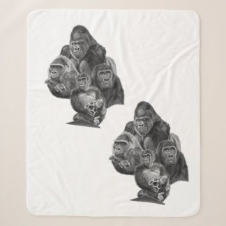Couverture Sherpa Gorilla Family Blanket (ゴリラ家族のブランケット)Gorilla Life