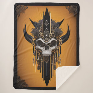 Couverture Sherpa Gothic Tribal Skull Sherpa Blanket
