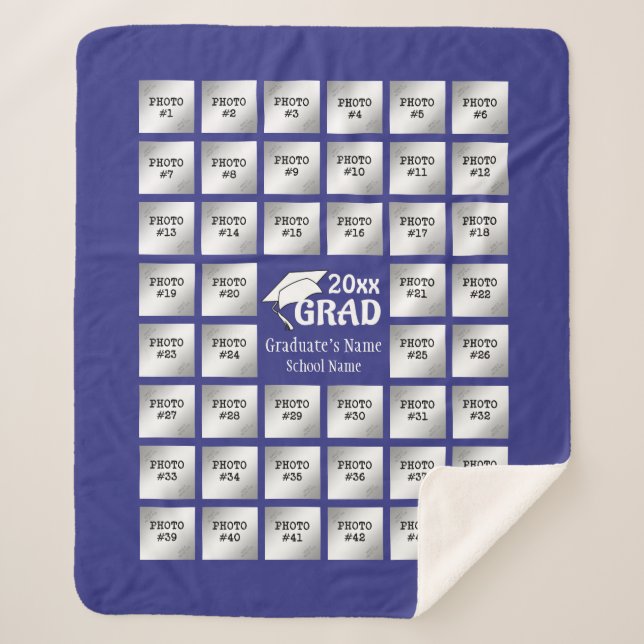 Couverture Sherpa Graduation 44 Collage de photos (PURPLE modifiable (Devant)