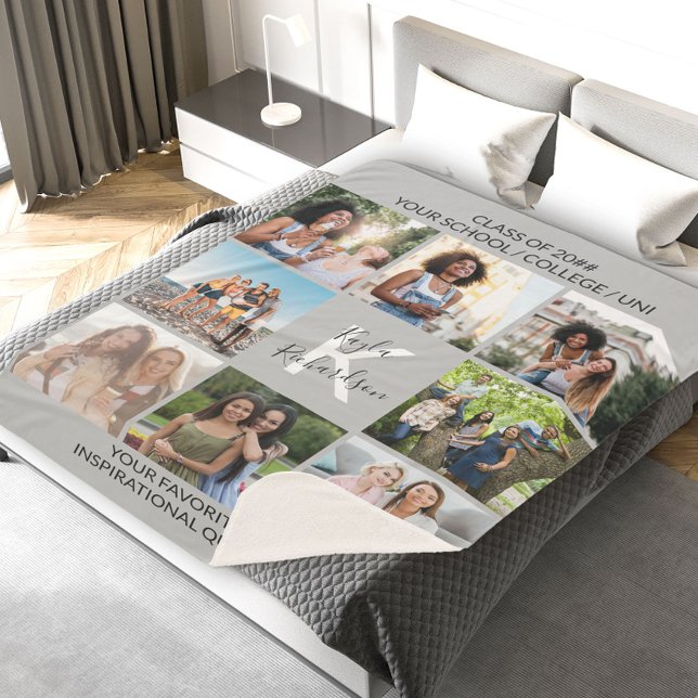 Couverture Sherpa Graduation 8 Collage de photos et citation Grey Gr (Créateur téléchargé)