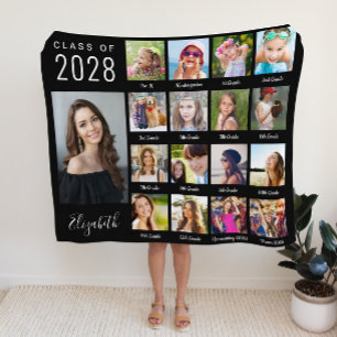 Couverture Sherpa Graduation Au Cours Des Années Photo Collage Noir