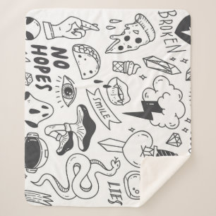 Couverture Sherpa Graffiti mignon : Doodle Art Set.