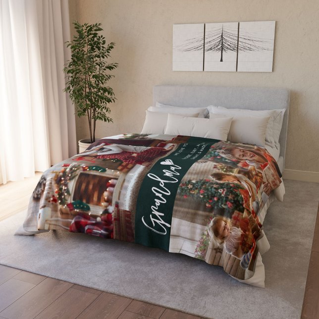 Couverture Sherpa Gramdma Grandkids Photo Collage Noël (Gramdma Grandkids Photo Collage Christmas Sherpa Blanket)