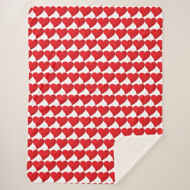 Couverture Sherpa Grand Coeur Rouge, Amour, Saint Valentin blanc (Devant)