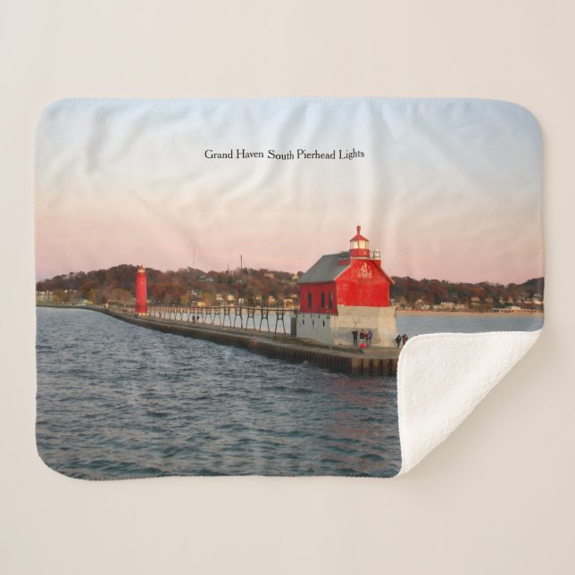 Couverture sherpa Grand Haven South Pierhead Light (Devant (Horizontal))
