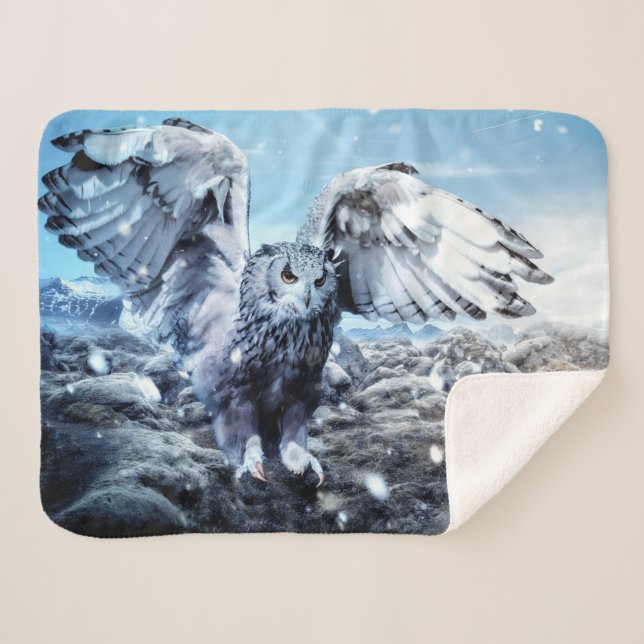 Couverture Sherpa grand hibou (Devant (Horizontal))