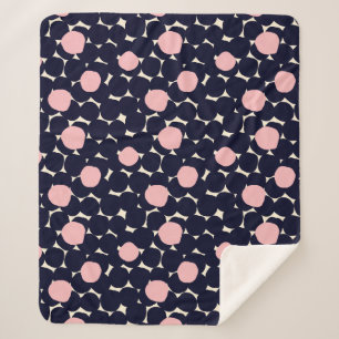 Couverture Sherpa Grand motif de point bleu et rose