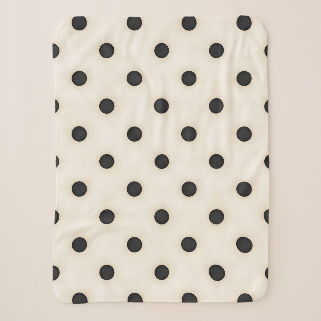 Couverture Sherpa Grand Pois noir et blanc antique (Devant)