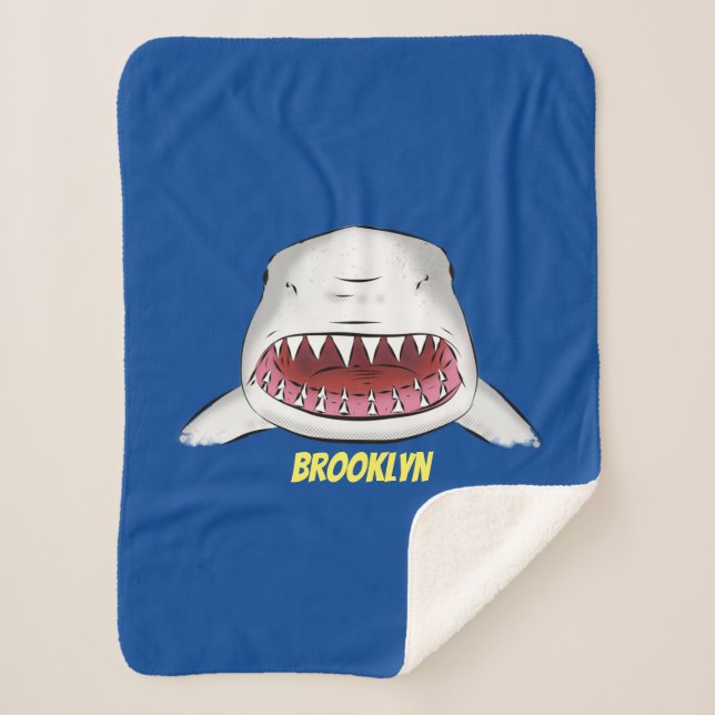 Couverture Sherpa Grand requin blanc moyen dessin animé (Devant)