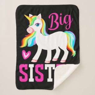 Couverture Sherpa Grande Sœur Licorne Magique avec Crinière et Queue