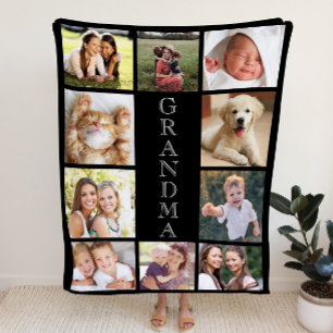 Couverture Sherpa Grandma 10 Photo Collage noir