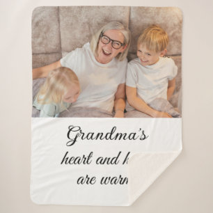 Couverture Sherpa Grandma Famille Amour Simple Élégant Script noir