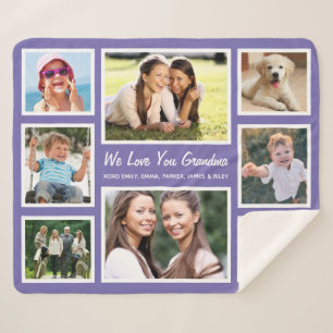 Couverture Sherpa Grandma Love You 8 Photo Collage Purple