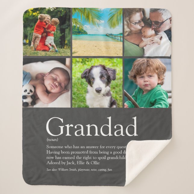 Couverture Sherpa Grandpa Grandad Papa Definition 6 Photo Gray (Devant)
