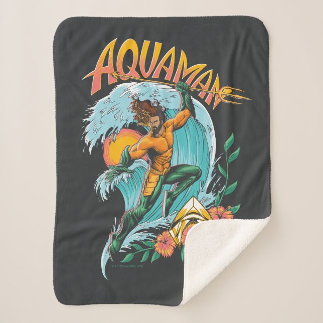 Couverture Sherpa Graphique du Surf de levage Aquaman et Trident (Devant)