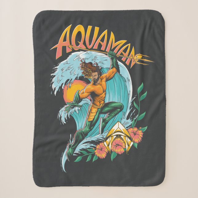 Couverture Sherpa Graphique du Surf de levage Aquaman et Trident (Devant)