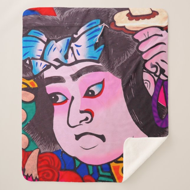 Couverture Sherpa Graphique sur Kiteart traditionnel japonais, cerf- (Devant)