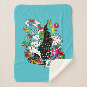 Couverture Sherpa Graphisme coloré de Noël de Grinch