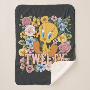 Couverture Sherpa Graphisme de broderie florale TWEETY™