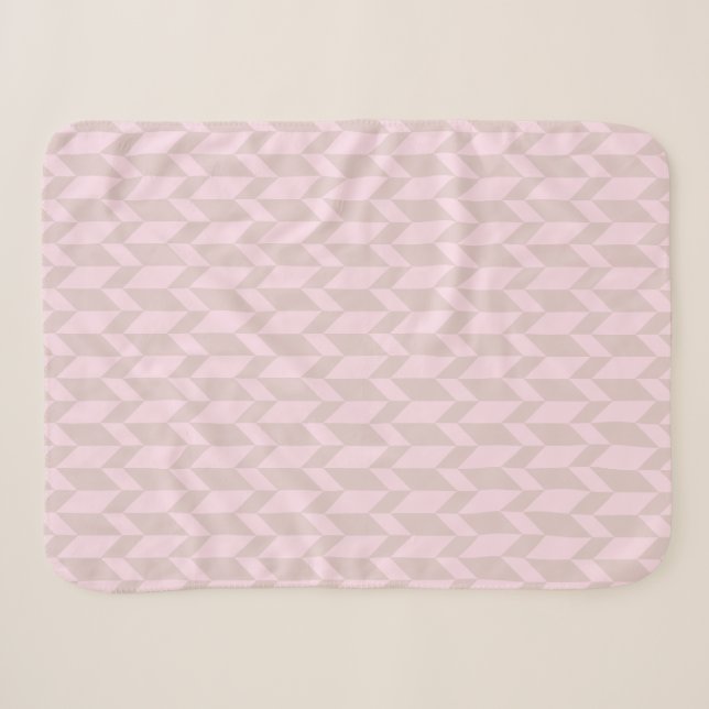 Couverture Sherpa Gras Flèche à deux tons Chevron Grille Rose neutre (Devant (Horizontal))