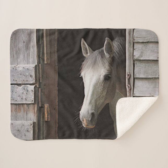 Couverture Sherpa Gray Mare Horse Animaux Sherpa Fleece Blanket (Devant (Horizontal))