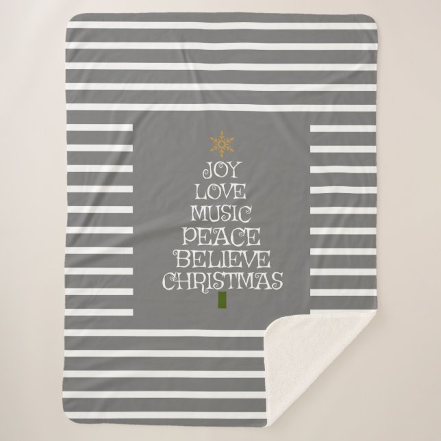 Couverture Sherpa Gray mignon/blanc esprit de Noël (Devant)