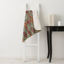 Gray Tan Brown Ochre ivoire Red Tribal Art Motif