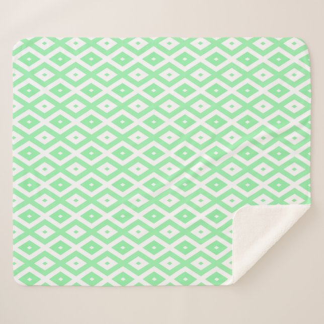 Couverture Sherpa Green and white diamond pattern (Devant (Horizontal))