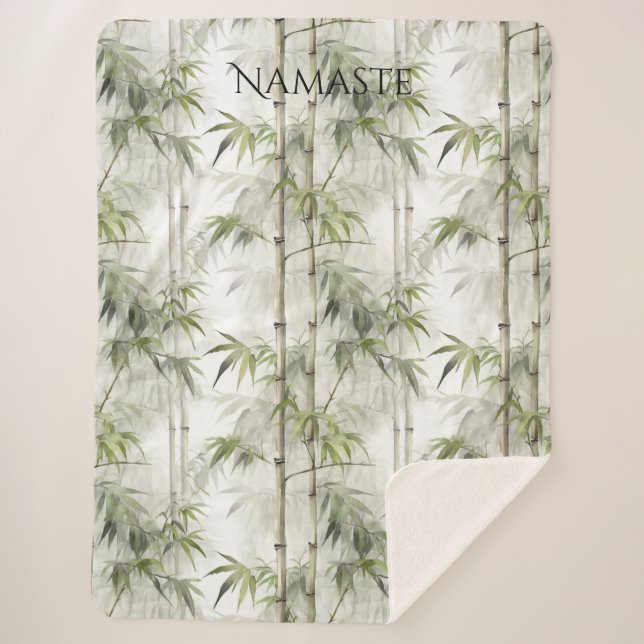 Couverture Sherpa Green Bamboo Mindfulness Yoga (Devant)