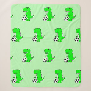 Couverture Sherpa Green Dinosaur aime le Motif de dessin de football