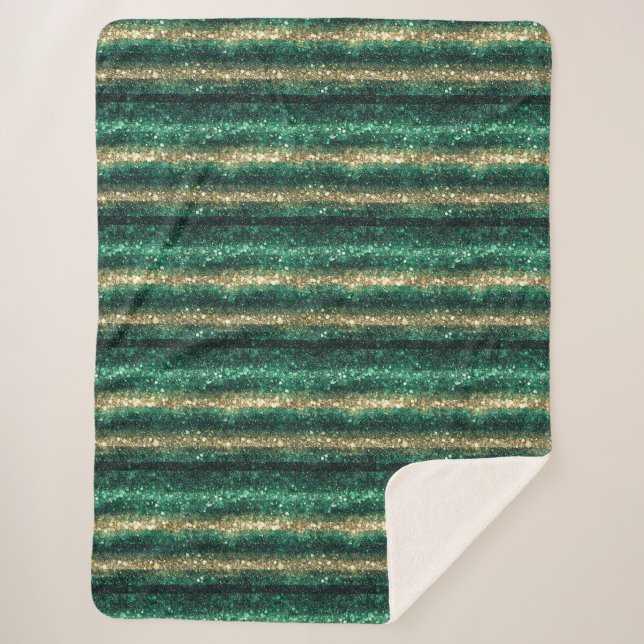 Couverture Sherpa Green Gold Glitter Christmas (Devant)