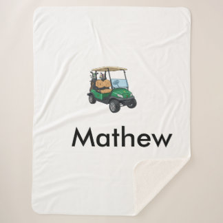 Couverture Sherpa Green golf car name man sports boy gifts letter 
